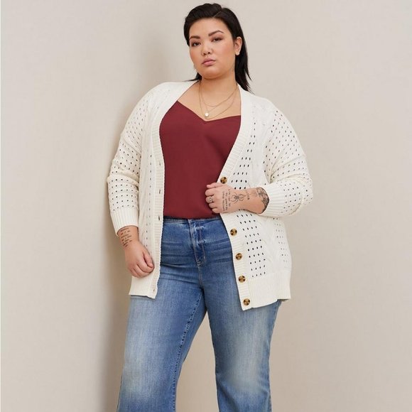 Plus size sweater cardigan by Torrid 2 2X 18 20 plus size cream sweater NWT - Picture 4 of 4